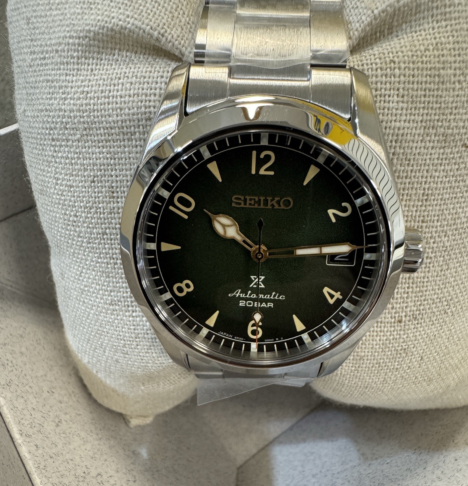 New Seiko Prospex Alpanist Stainless Steel Green Dial Men’s Watch SPB155J1 New