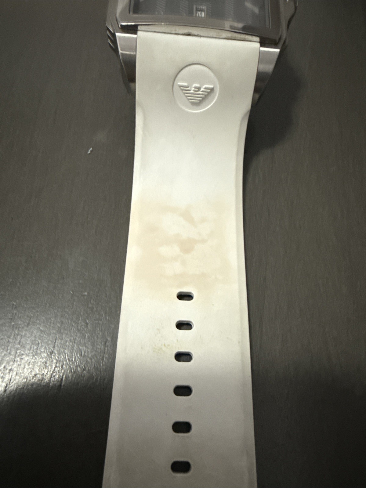 Emporio Armani AR-0654 Classic Watch White Rubber Silicone Band ( As-is)