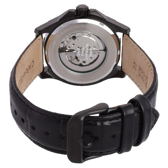 CARAVELLE BY BULOVA AUTOMATIC 45A153 BLACK DIAL & LEATHER STRAP 42MM MENS WATCH