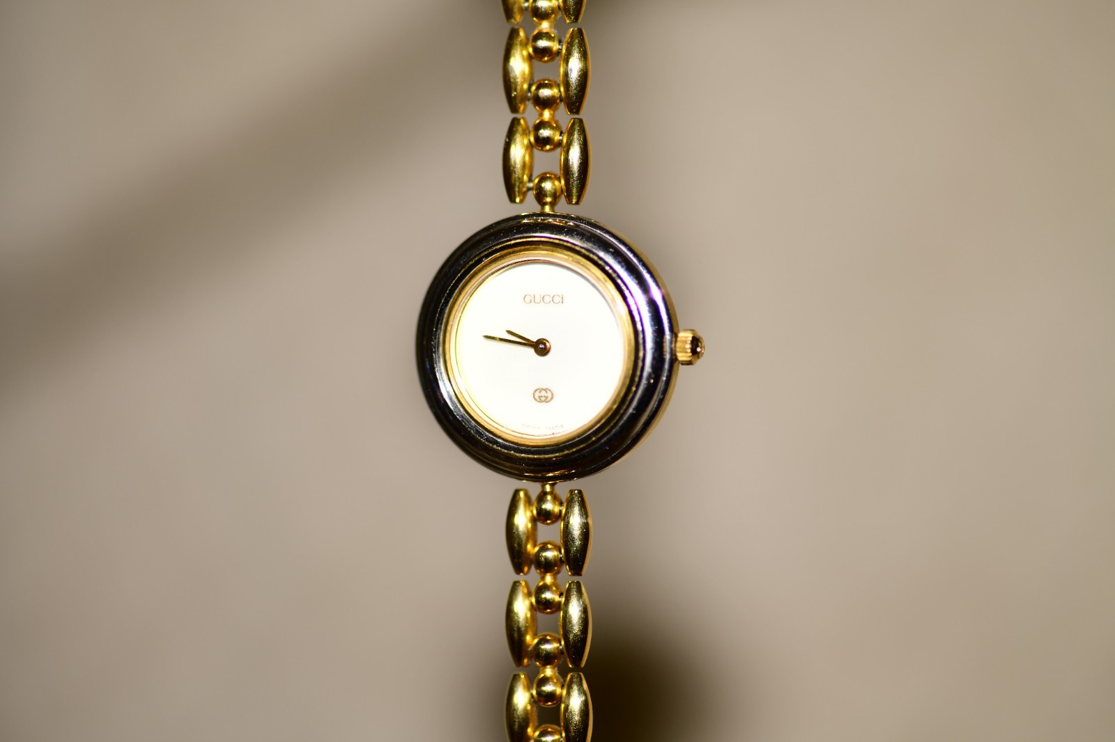 Gucci 11/12.2 Women’s Gold Plated Bezel White Dial Watch – Free U.S.A. Shipping!