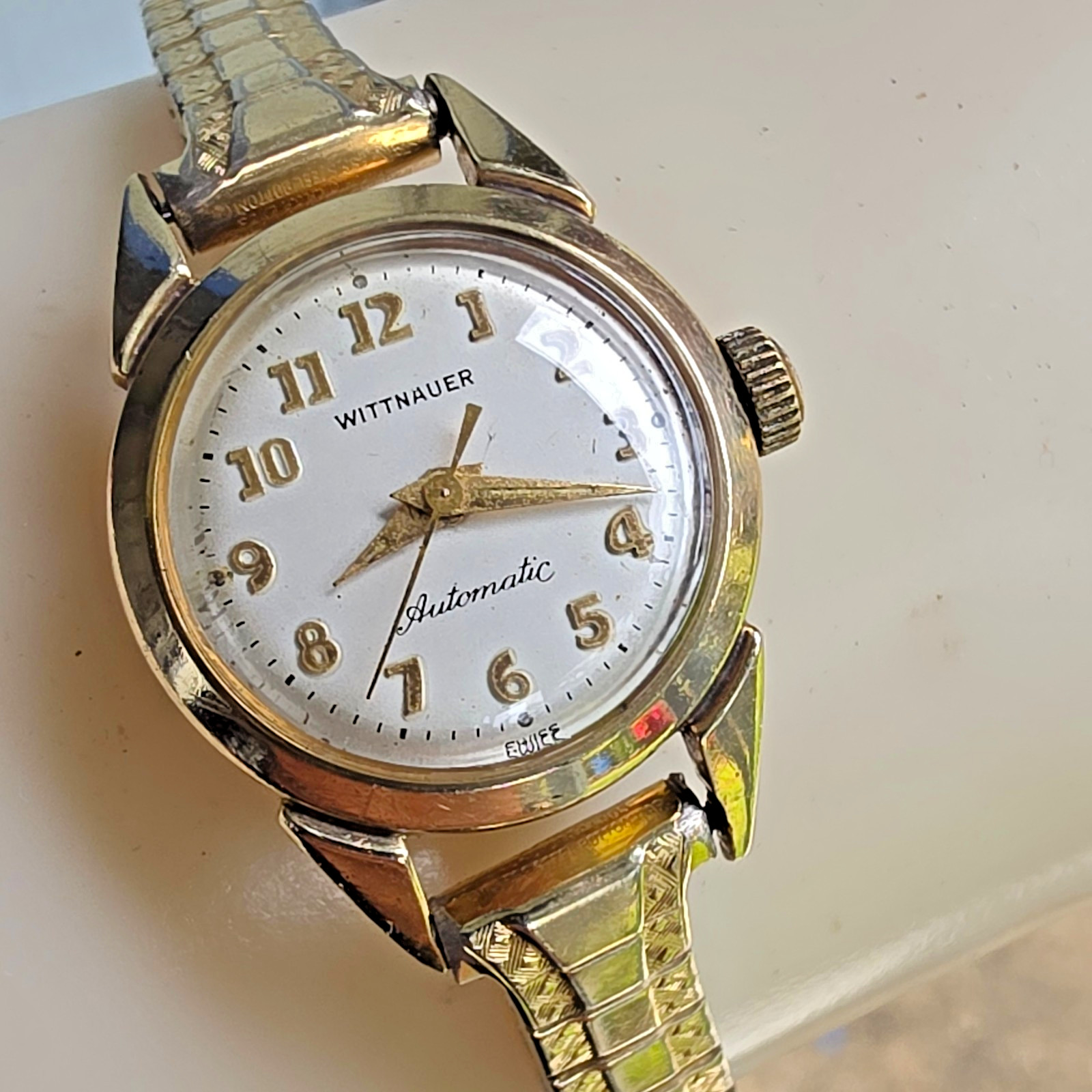 Vintage WITTNAUER Ladies automatic watch 10K GoldFilled Numeric Dial swiss 1960s