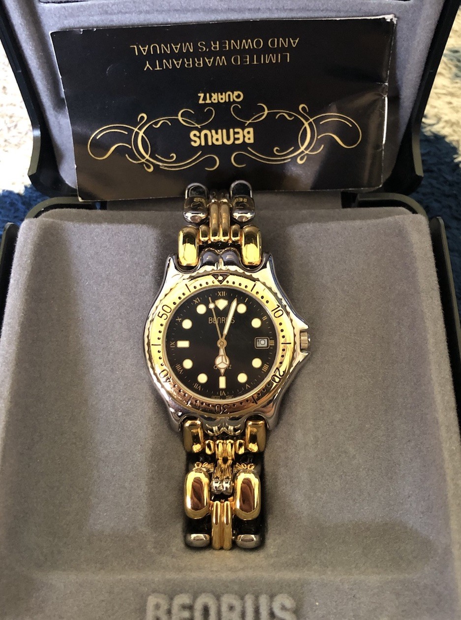 Vintage Benrus Watch Two Tone Stainless Steel 41134 G4 w/ Box *Needs Battery*
