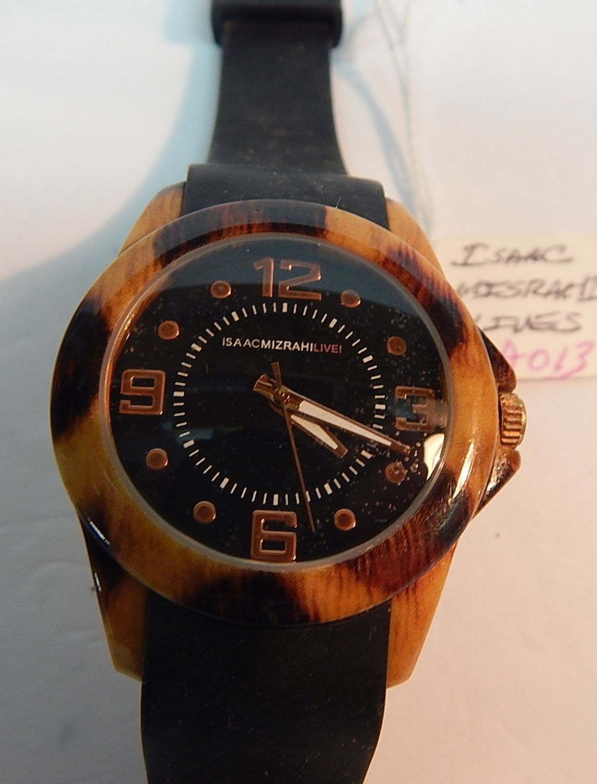 Isaac Mizrahi Live Animal Print Black Silicone? Band Working WA013