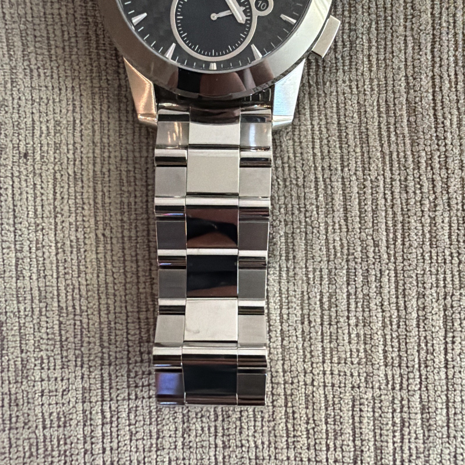 MOVADO MENS $2995 VIZIO FLYBACK CHRONOGRAPH SILVER / BLACK CARBON WATCH 0607030