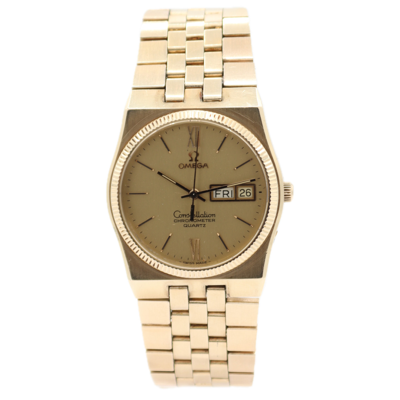 Vintage 34mm 1977 Omega 198.0118 Constellation Chronometer Quartz Swiss 10k GF