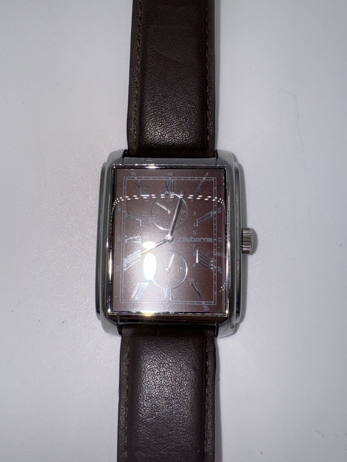 VTG Liz Claiborne Watch Large Dark Brown Wristwatch CLM1102 Analog needs battery