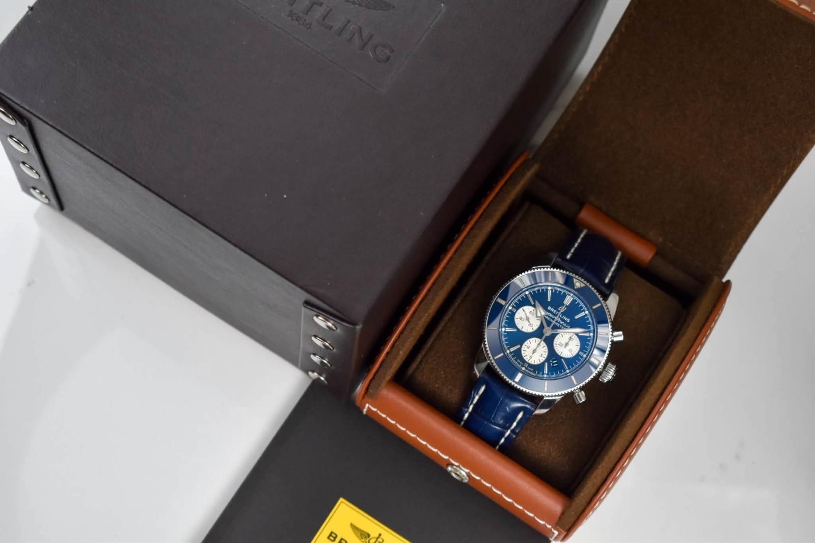 Breitling Superocean Automatic Chronograph Date Blue Dial 200m 44mm Box