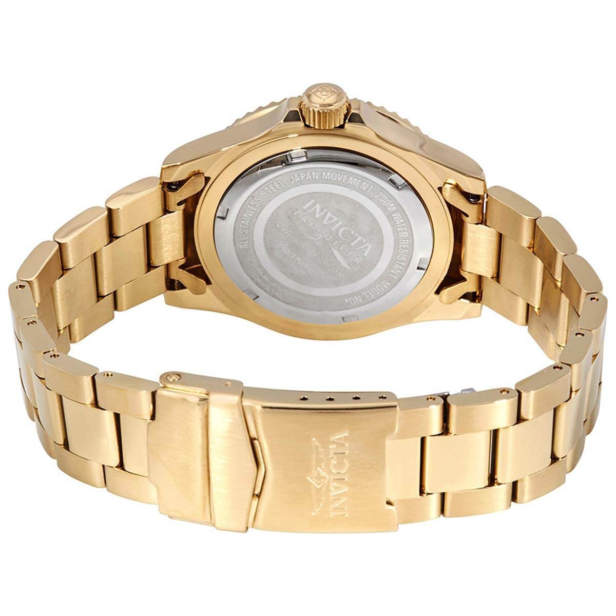Invicta Men’s Watch Pro Diver Quartz Black Dial Yellow Gold Steel Bracelet 26975