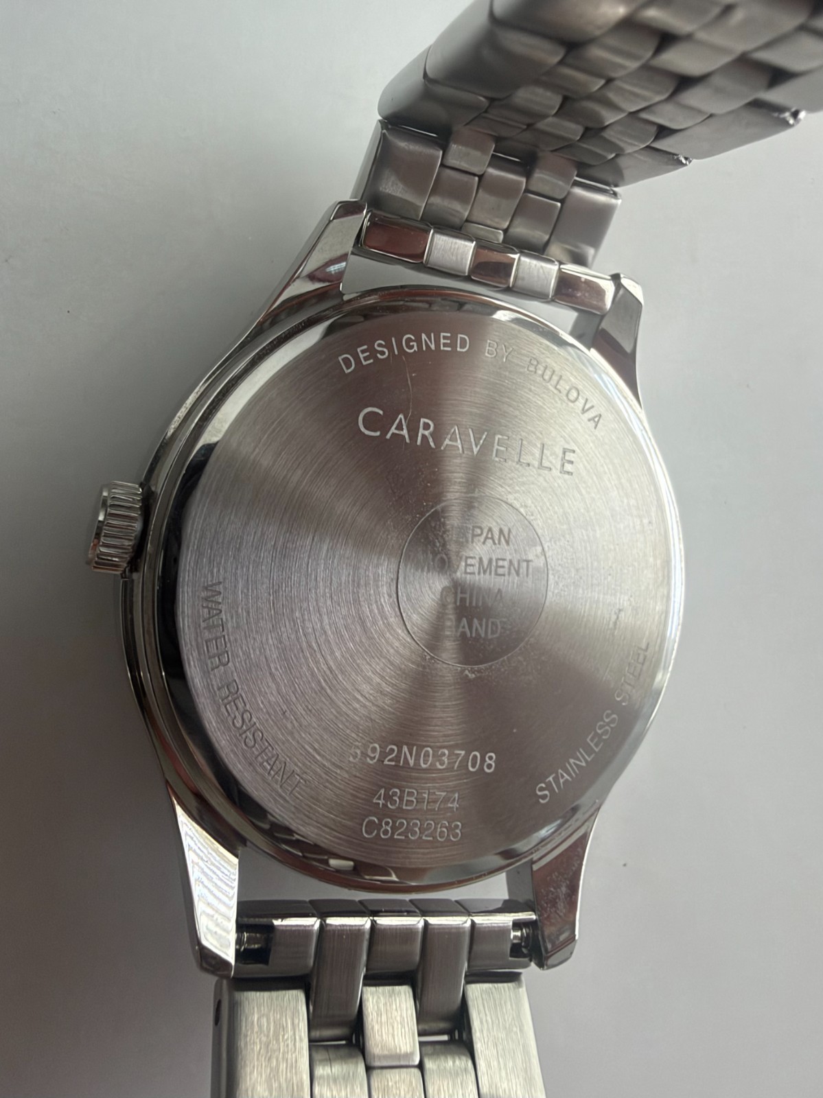 Caravelle by Bulova Dress Silver Tone Light Blue Dial Mens Watch 43B174