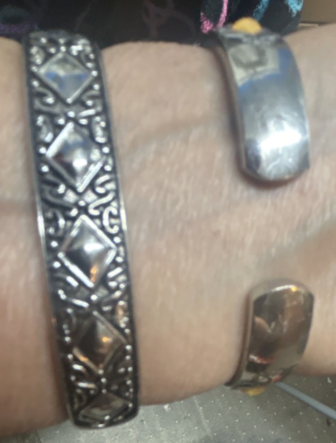 Vintage Women’s Silver Tone Bangle Quartz Analog Rectangle Watch Orange Accents