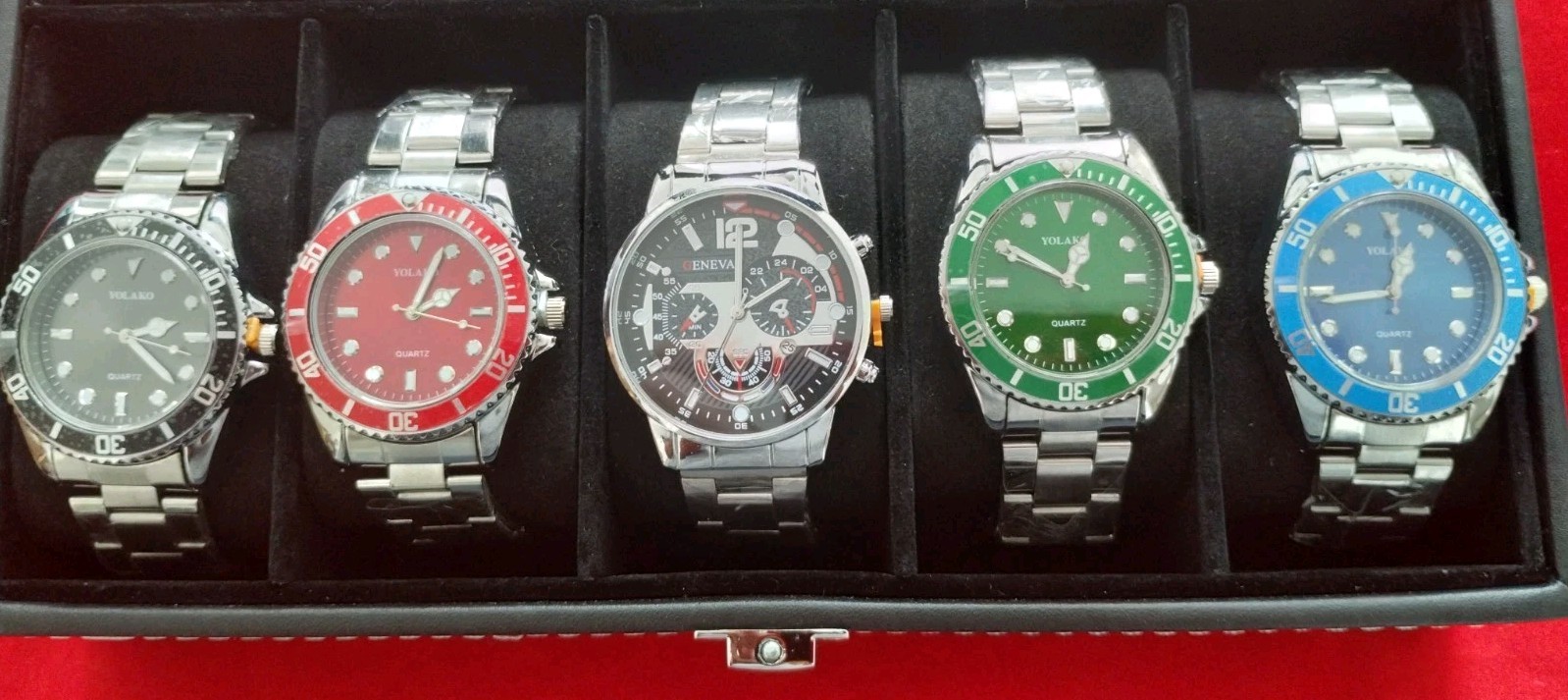 Set 5 Brand NEW Men’s Watch Lot 21425 W/ CALENDAR FUNCTION ON 4 Wrist Watches