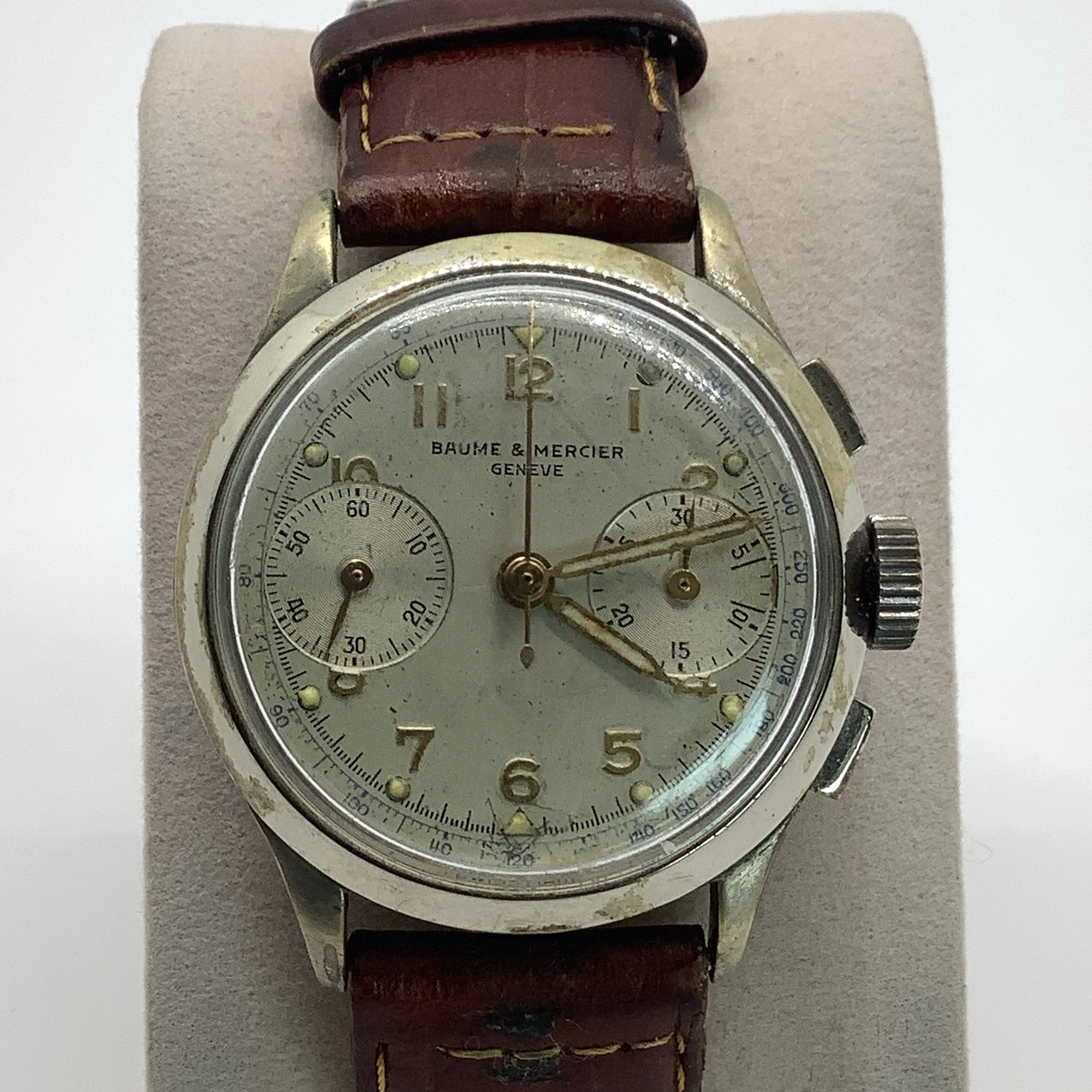 Vintage Baume & Mercier Geneve Chronograph Watch 1940s/50s Manual, Not Working
