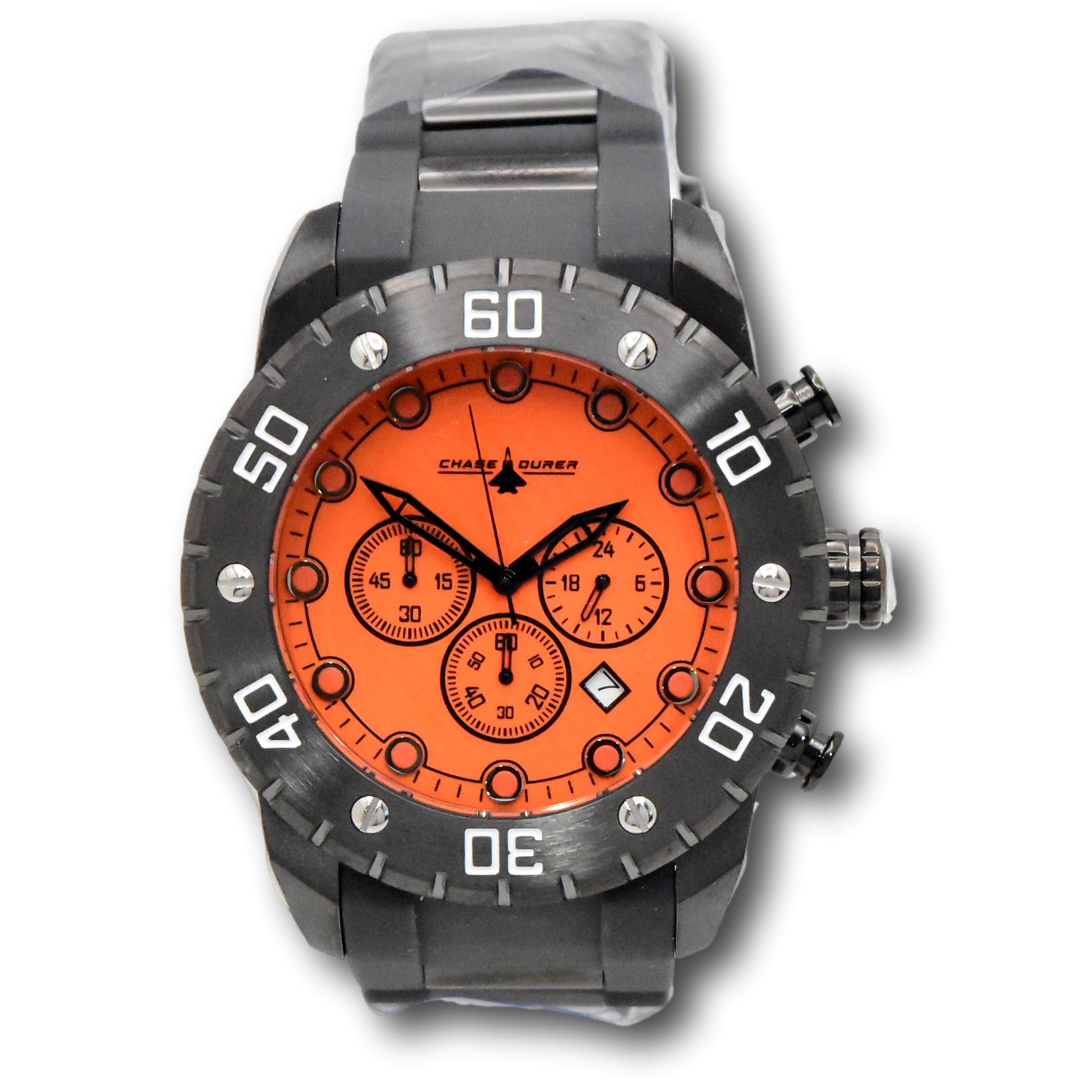 Chase Durer Men’s Orange Full Lume Dial 50mm Gray Chronograph Watch CDW-0119