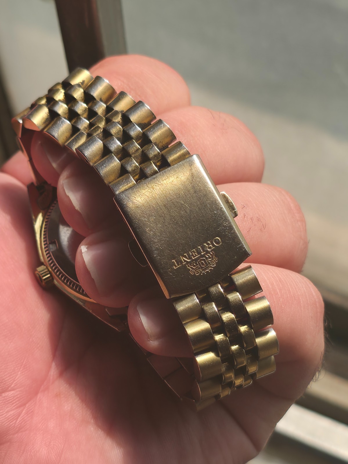 Rare Orient President Day Date Automatic, Black dial, diamond indices goldplated