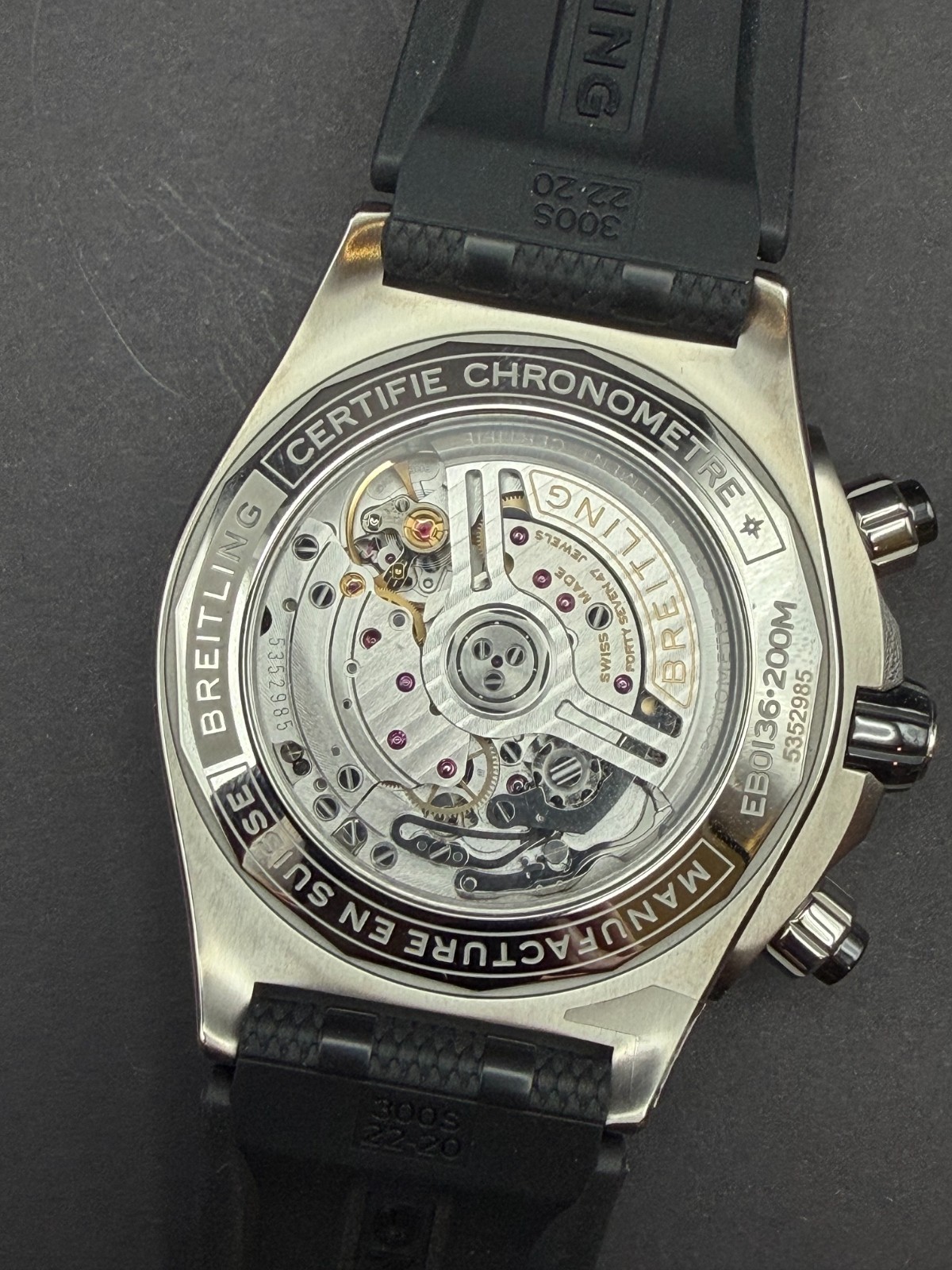 Breitling 44mm Super Chronomat B01 Black Rubber Strap Watch EB0136251M1S1