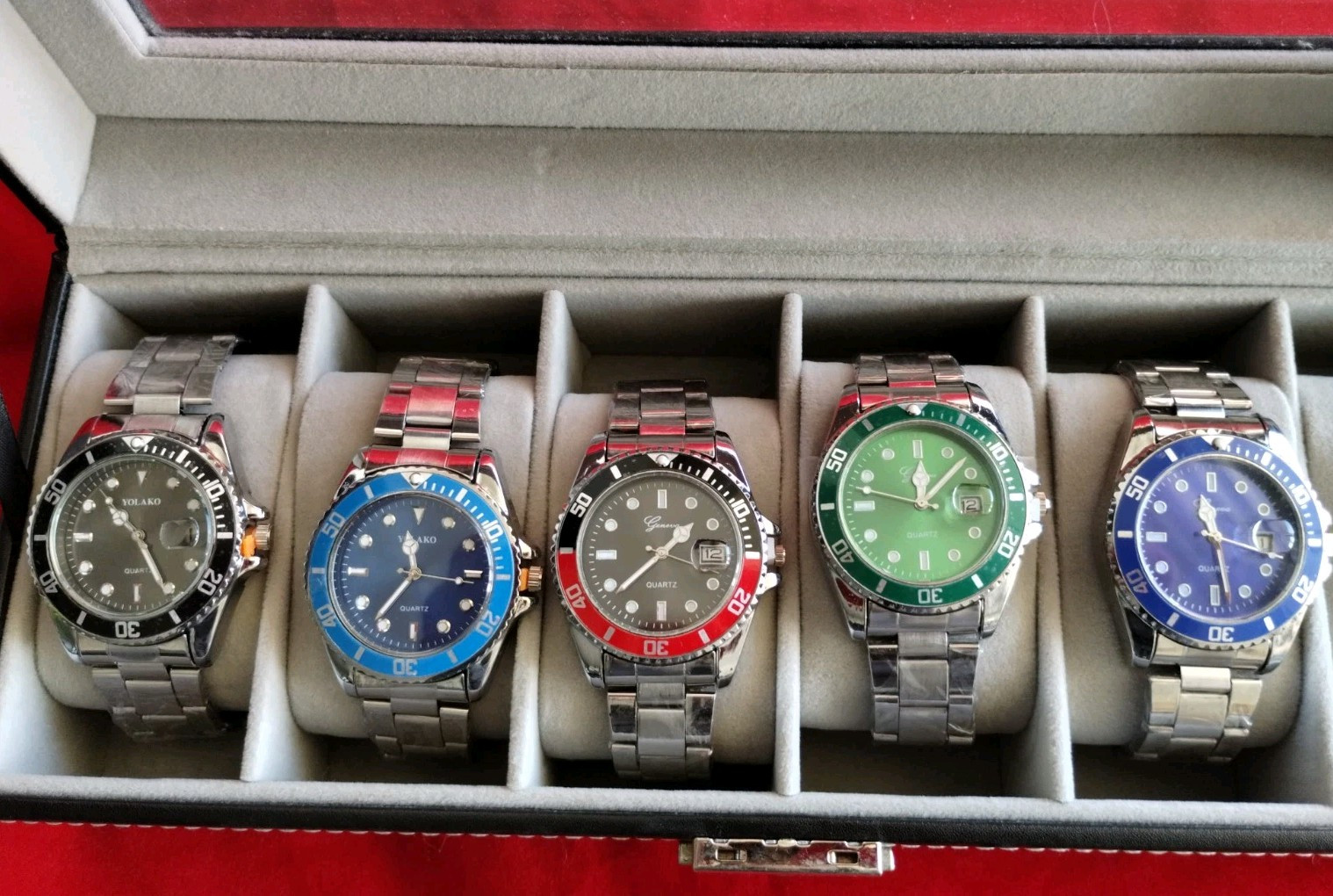 Set 5 Brand NEW Men’s Watch Lot 21425 W/ CALENDAR FUNCTION ON 4 Wrist Watches