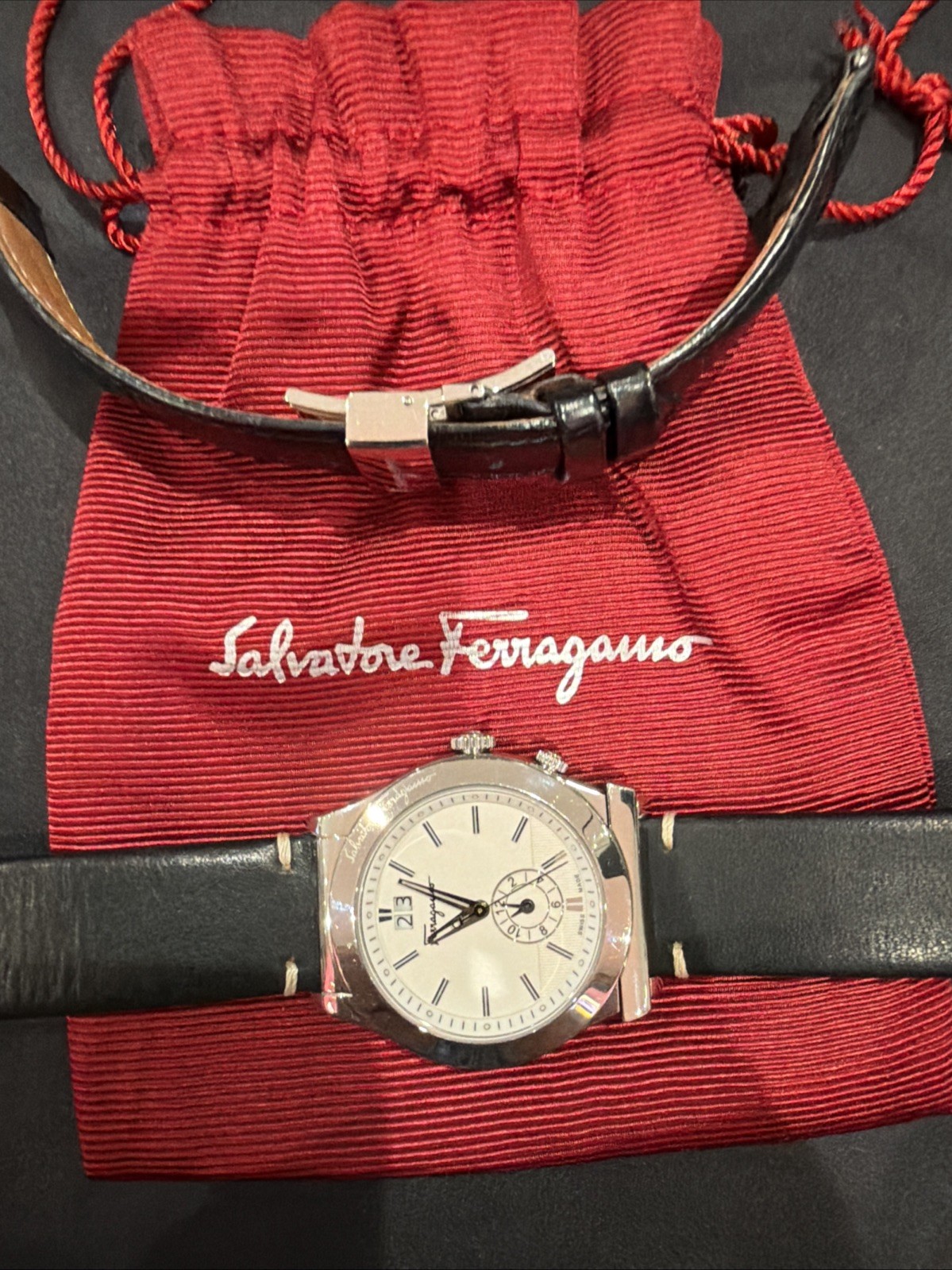 salvador ferragamo Men’s Quartz Movement Stainless Steel On A Leather Band ￼