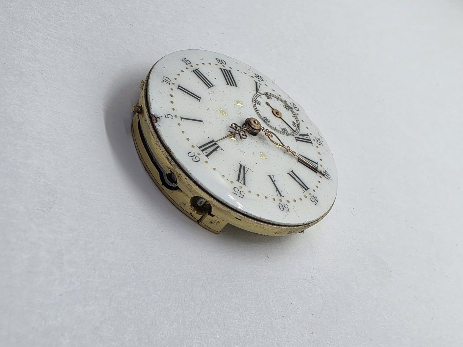 Vintage Pocket Watch Movement Cylinder Sub Second Hands Good Balance Main Spring