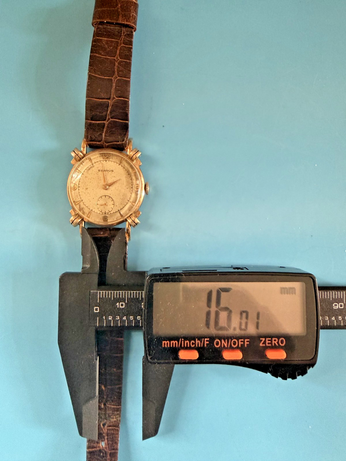 Benrus Fancy Knotted Lugs BB 14 17J 10K RG – Alligator? – Serviced – Runs