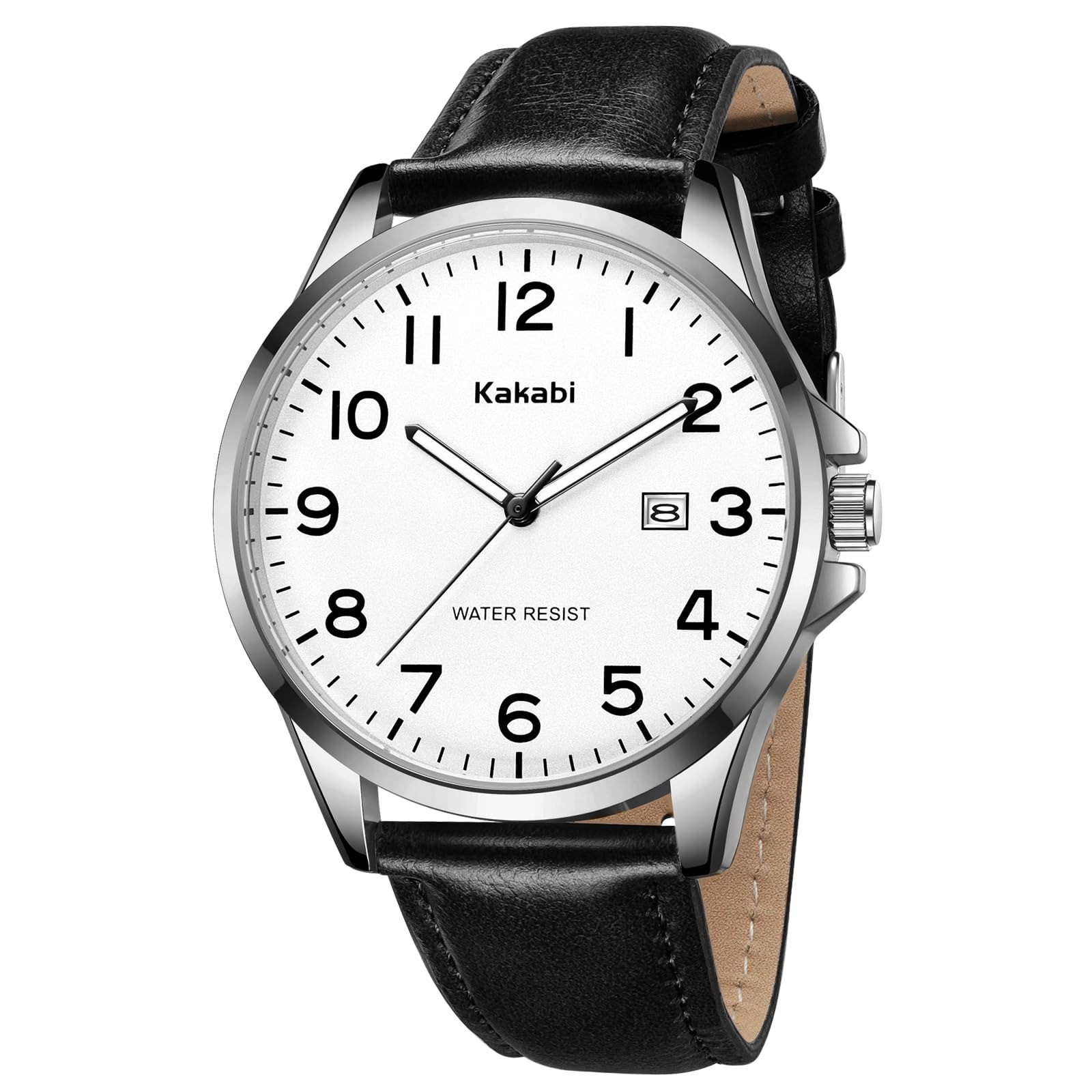 Kakabi Minimalist Men’s Waterproof Quartz Analog Watch with Leather Strap