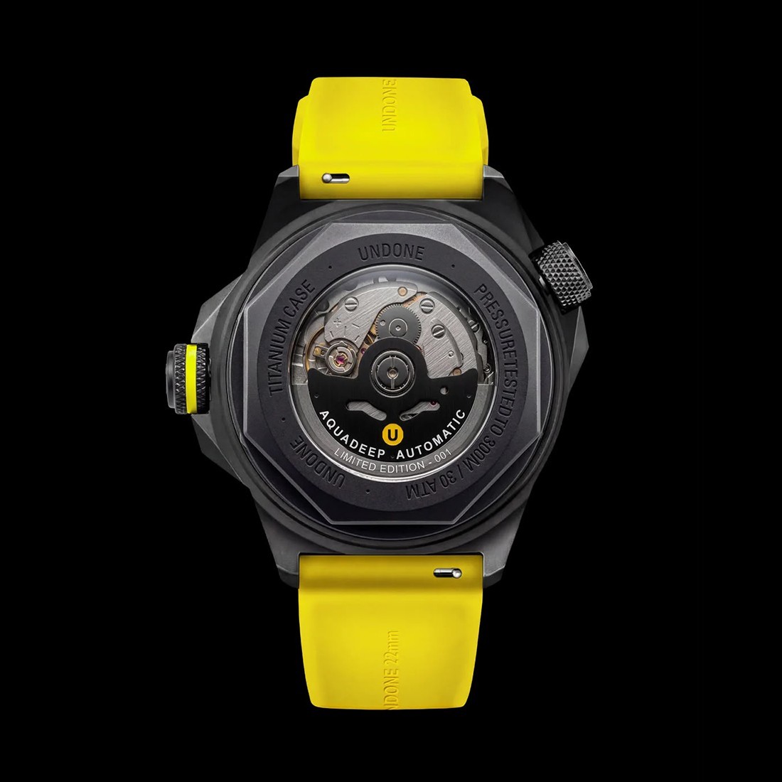 UNDONE AQUADEEP SUBMERGE Automatic Titanium Carbon Date Yellow Men’s Watch