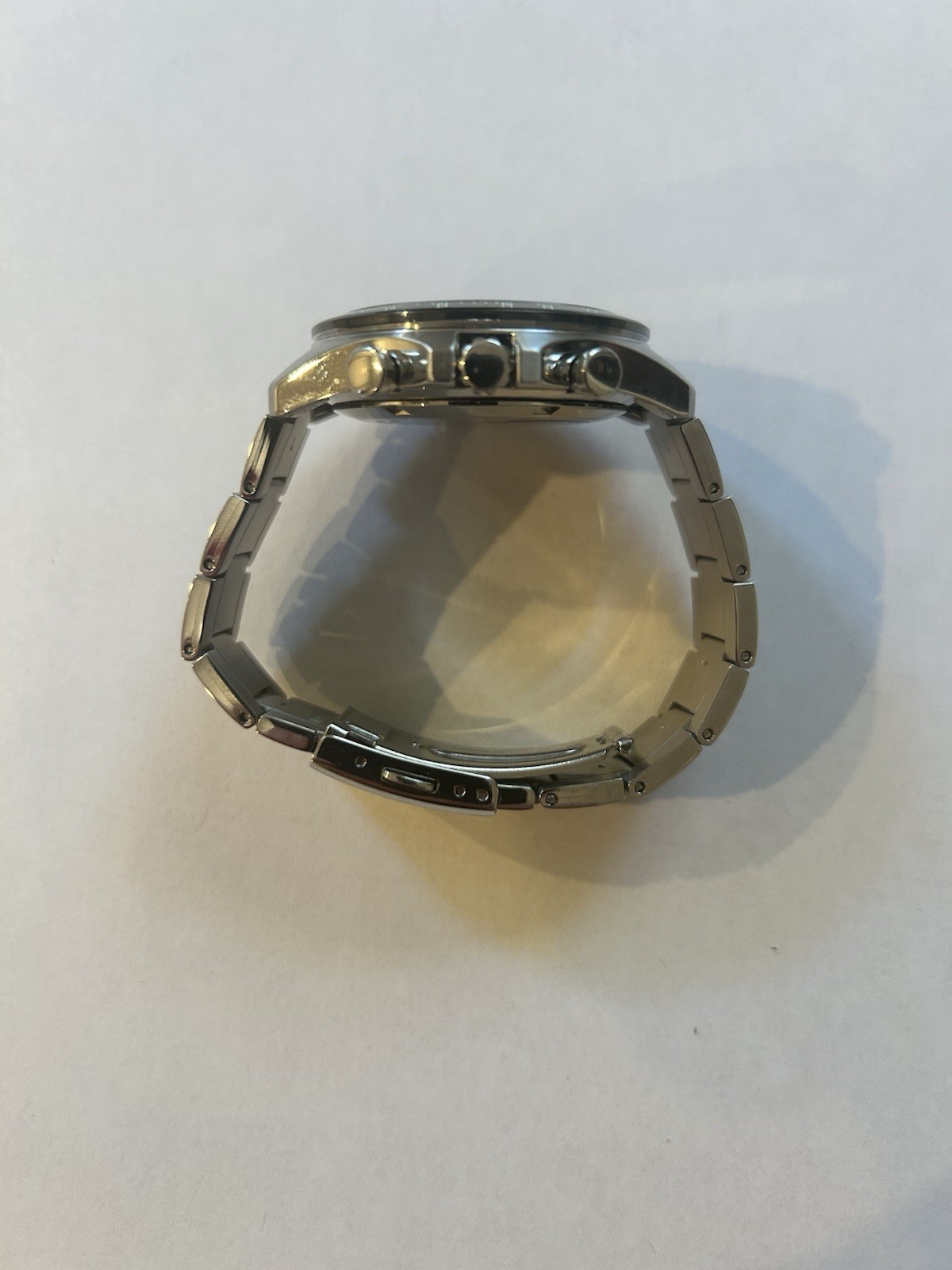 Seiko Quartz Chronograph Tachymeter Date Gray Sunburst Dial SS Bracelet 100m