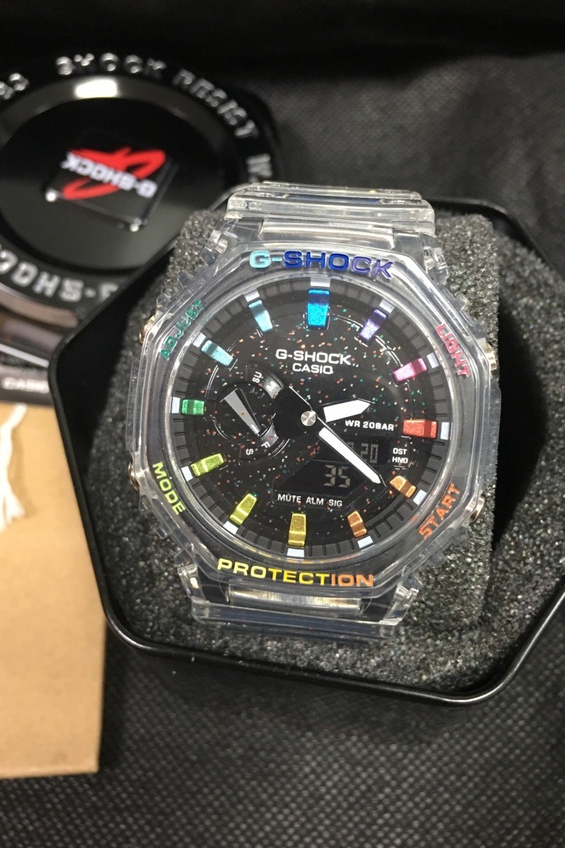 New Casio G-Shock GA2100 Clear Carbon Rainbow Jellyfish Watch Men’s Watch