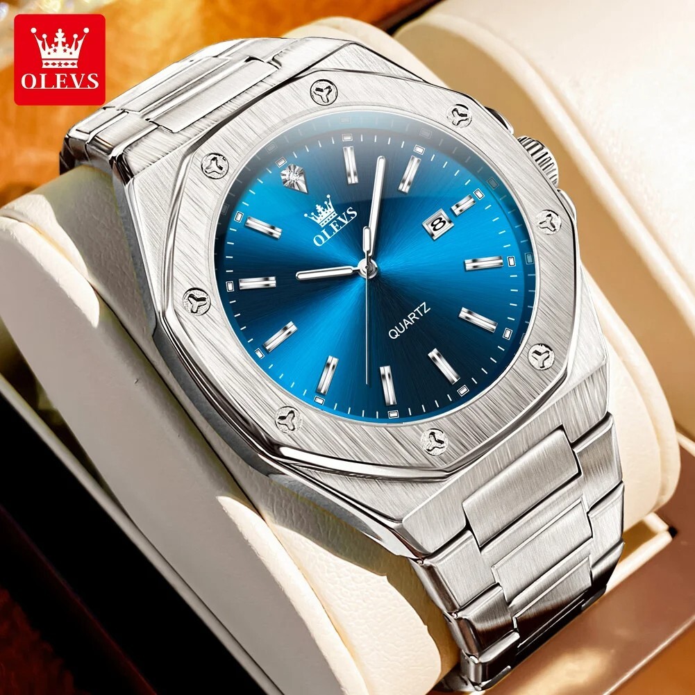 Waterproof Quartz Luminous Luxury Watch OLEVS Men Business Date Strap Men’s