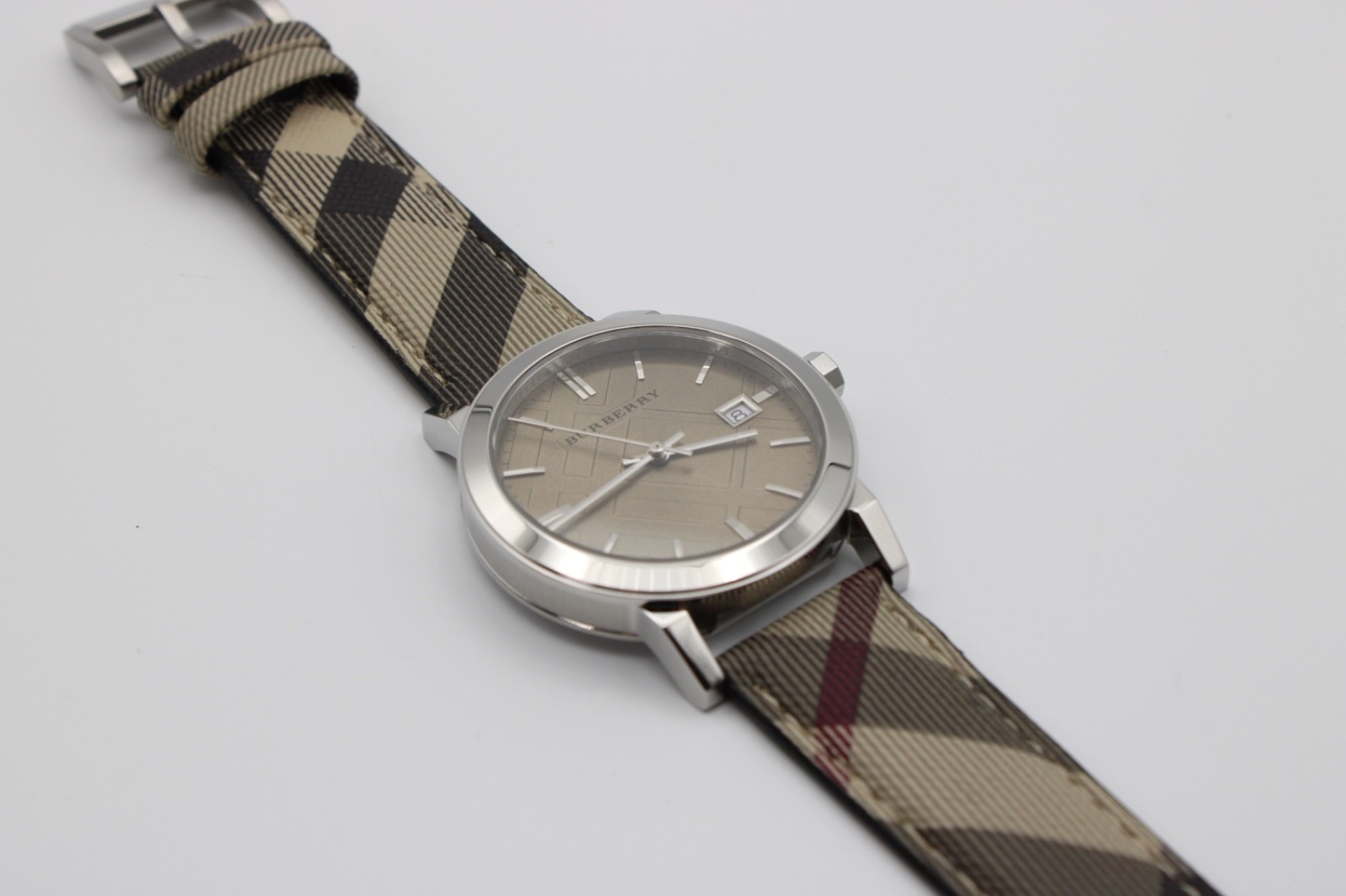 Burberry BU9029 38 MM The City Check Stainless Steel Unisex Swiss Watch