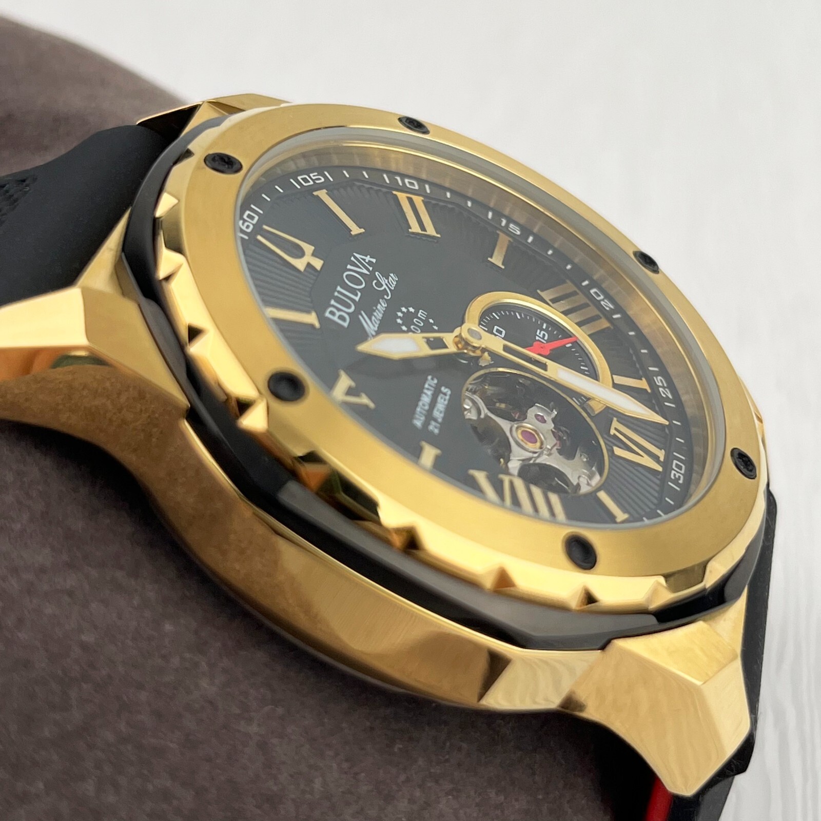Bulova Marine Star Automatic 45mm Black Dial Rubber Strap Men’s Watch 98A272