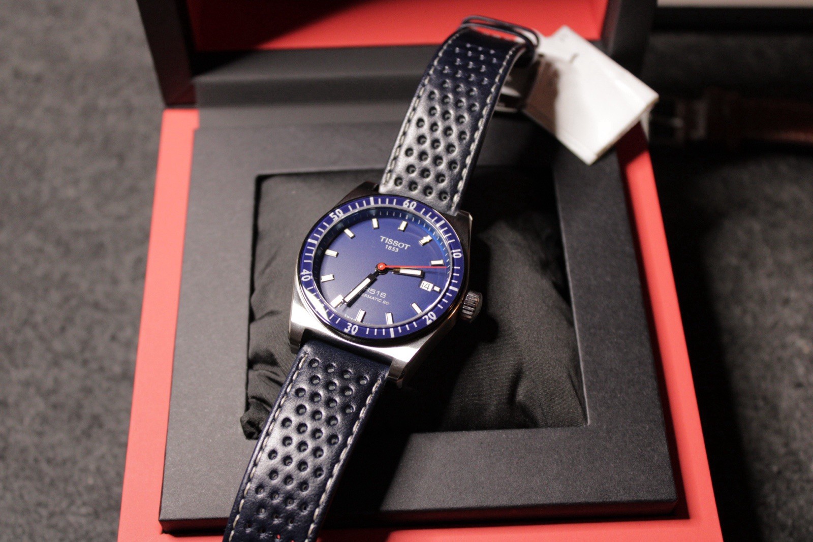 Tissot PR 516 Powermatic 80 Auto Blue Dial Date 38mm 100m Box Papers