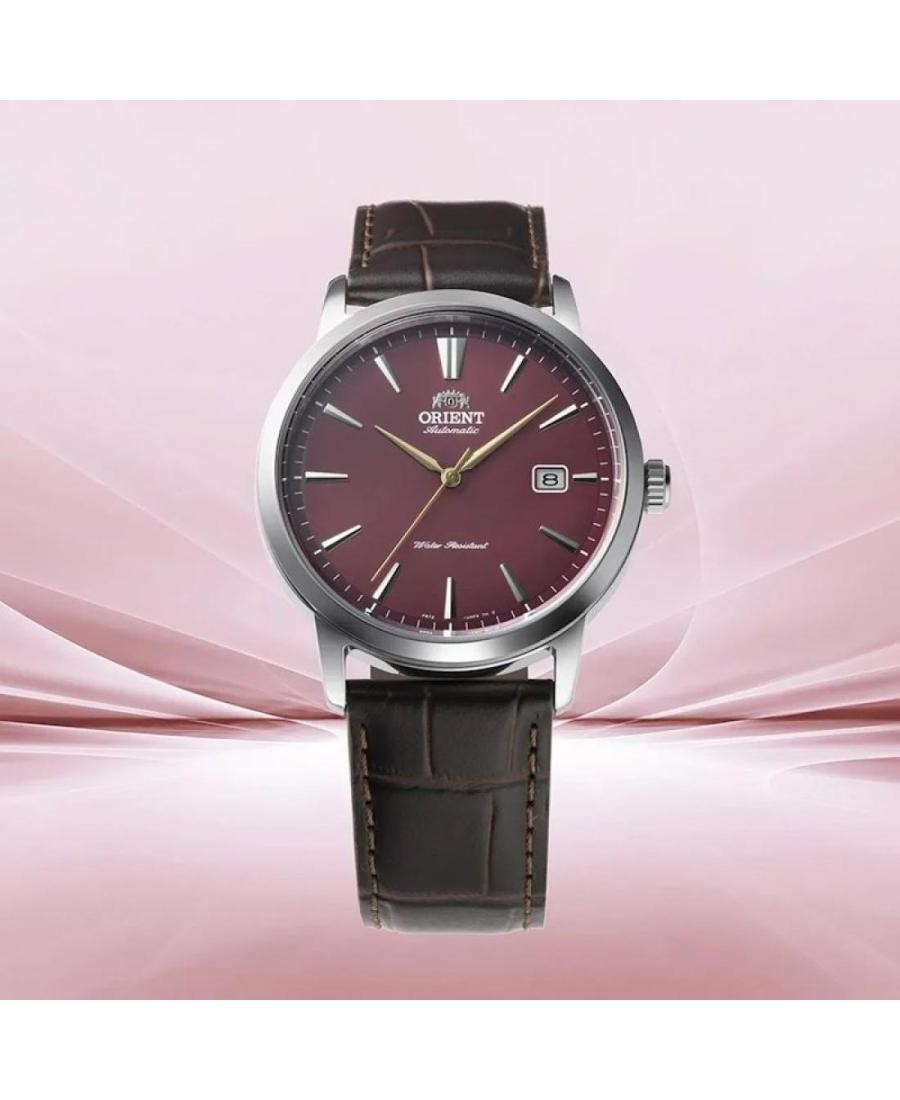 ORIENT Men Analog Automatic Casual Watch Classic Dress Burgundy Dial Waterproof