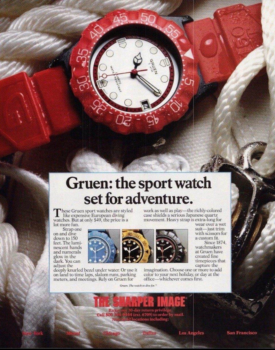 VTG 1980s GRUEN White Ladies Divers Style Watch Japan Quartz 28mm NEW OLD STOCK