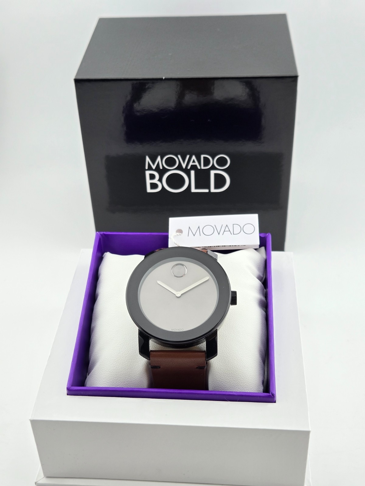 Movado Bold Gray Dial Brown Leather Band Men’s Watch – 3600442 ($395 MSRP)