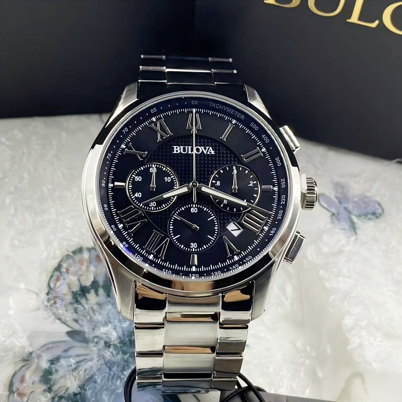 Bulova 96B288 Men’s Wilton Watch Black Dial Men’s Quartz Chronograph Watch 46 mm