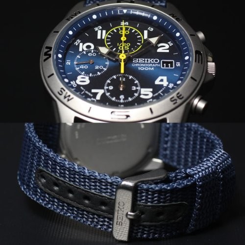 Seiko Chronograph SND379R Blue Dial Stailess Steel Quartz Men Watch NEW