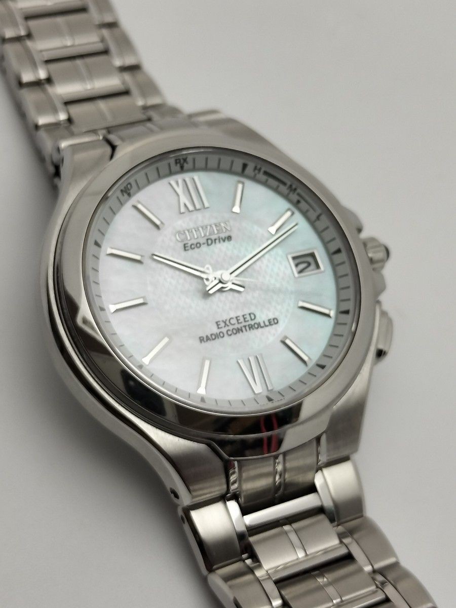 Brand New Citizen Line Exceed White Mother of Pearl Dial Radio Solar H410