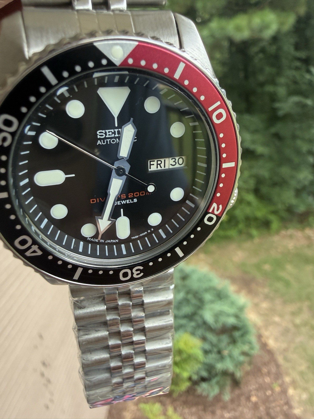 Seiko SKX007 Automatic Diver 200m Black Red Coke Bezel Day Date Mens Watch