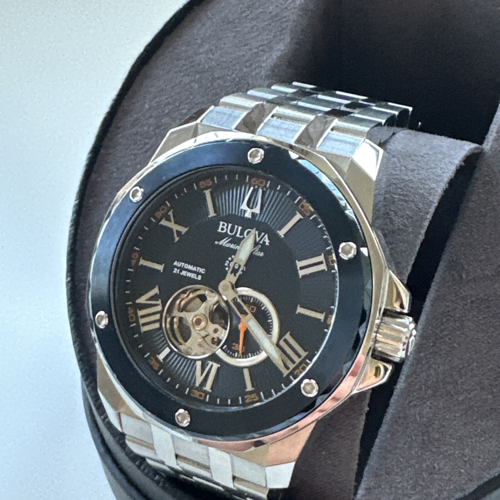 Bulova Men’s Marine Star Automatic Silver Stainless Steel Watch 44 MM 98A302