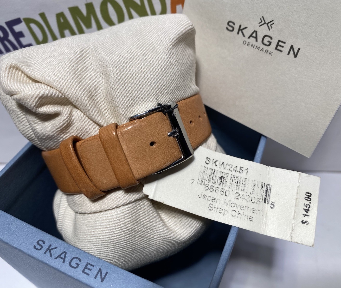 SKAGEN Women’s 34MM Slim Holst Light Brown Leather Strap Watch SKW2451 BRAND NEW