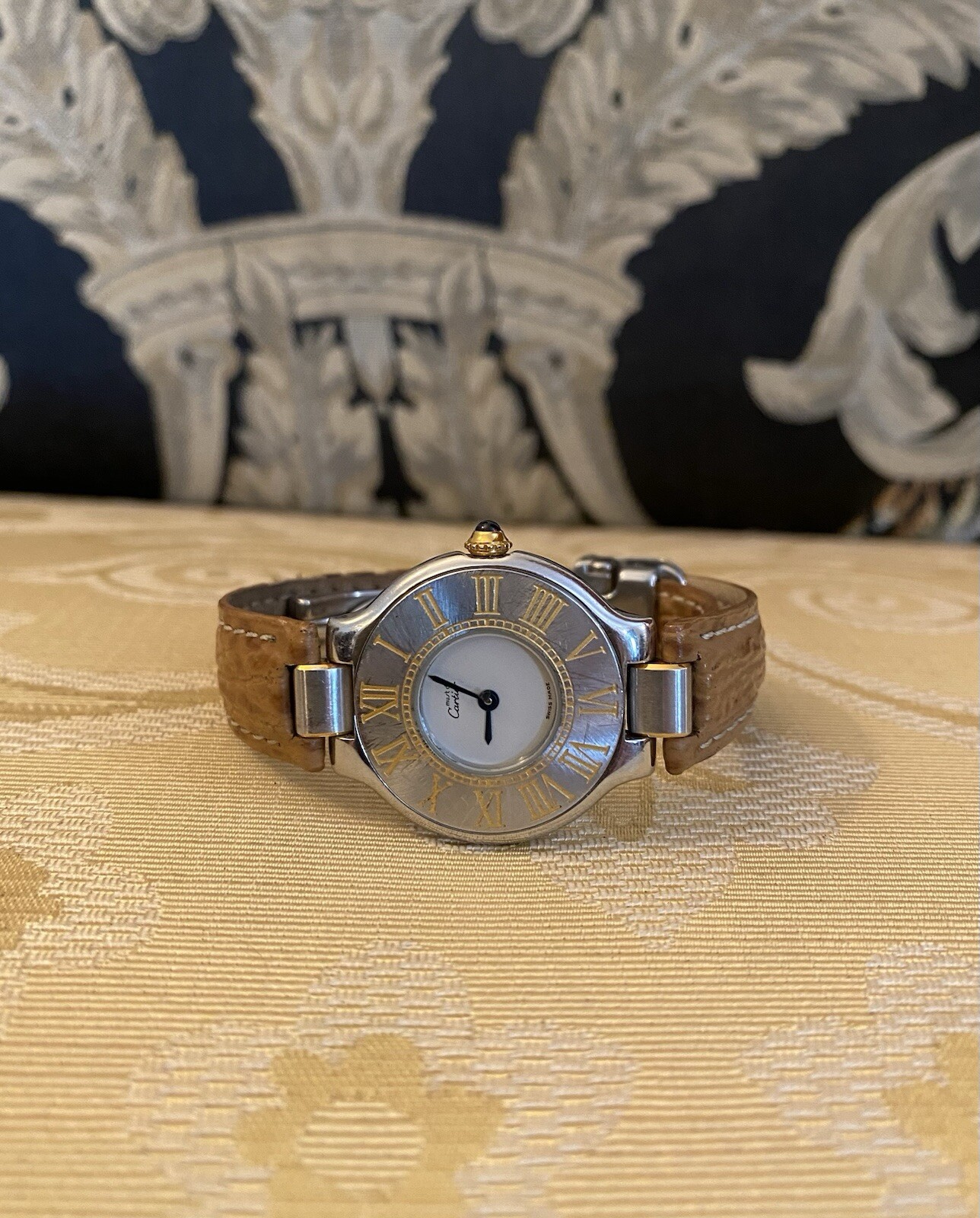 CARTIER MUST DE CARTIER 21 STAINLESS STEEL 18K PLATED WATCH ALL PAPERS BOXES