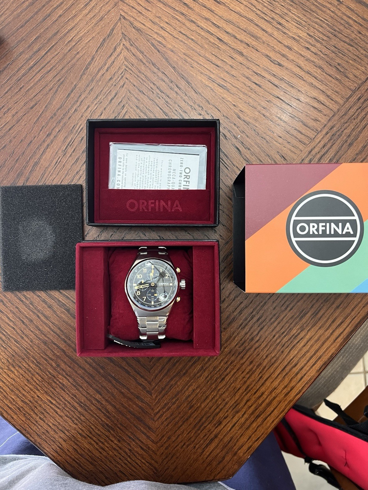 Orfina Zero-Two Chronograph Quartz Green Dial 42.5mm 100m Box Papers
