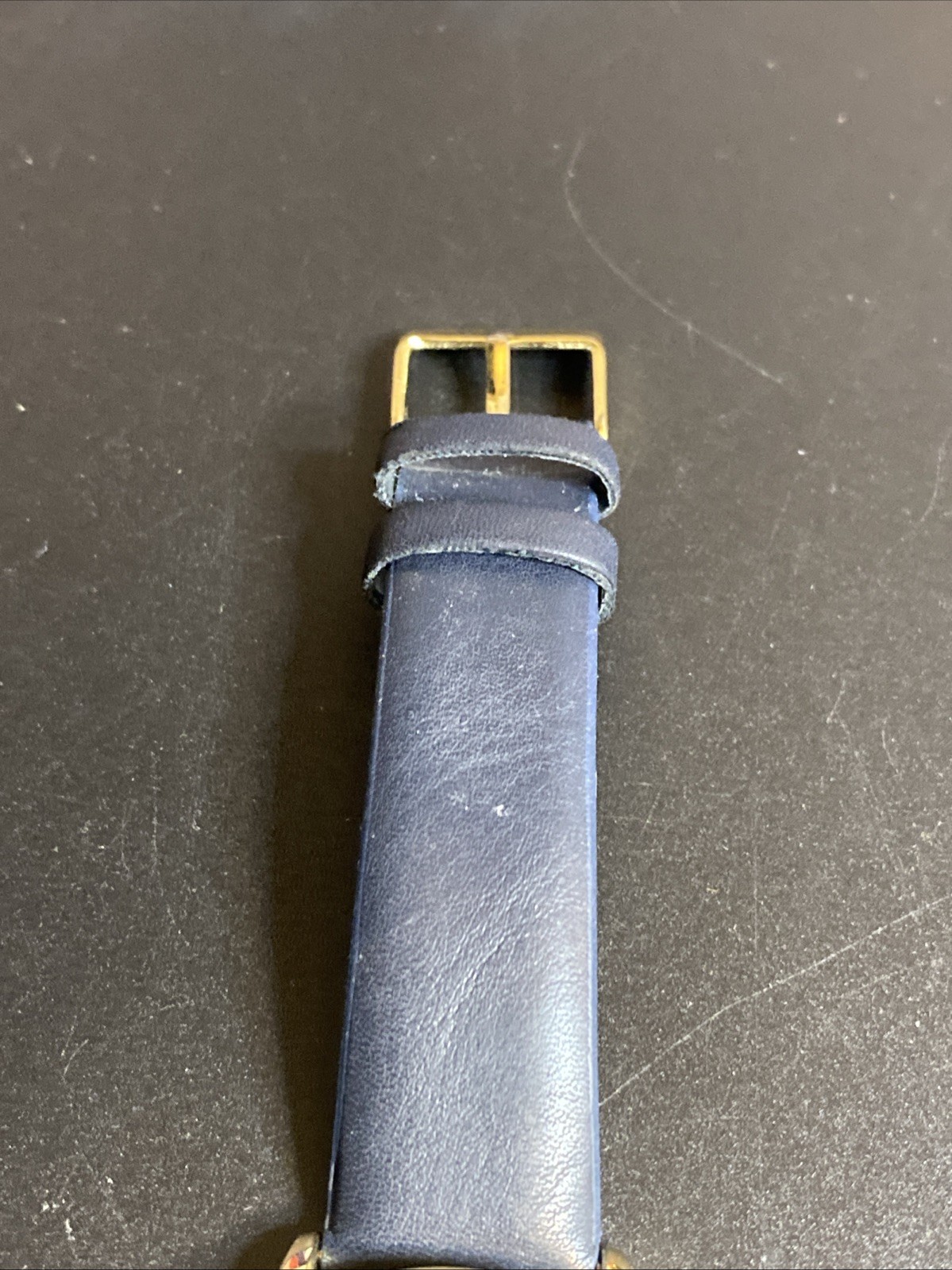 Folio Gold Tone Faux Leather Band Gemmed Men’s Watch New Battery