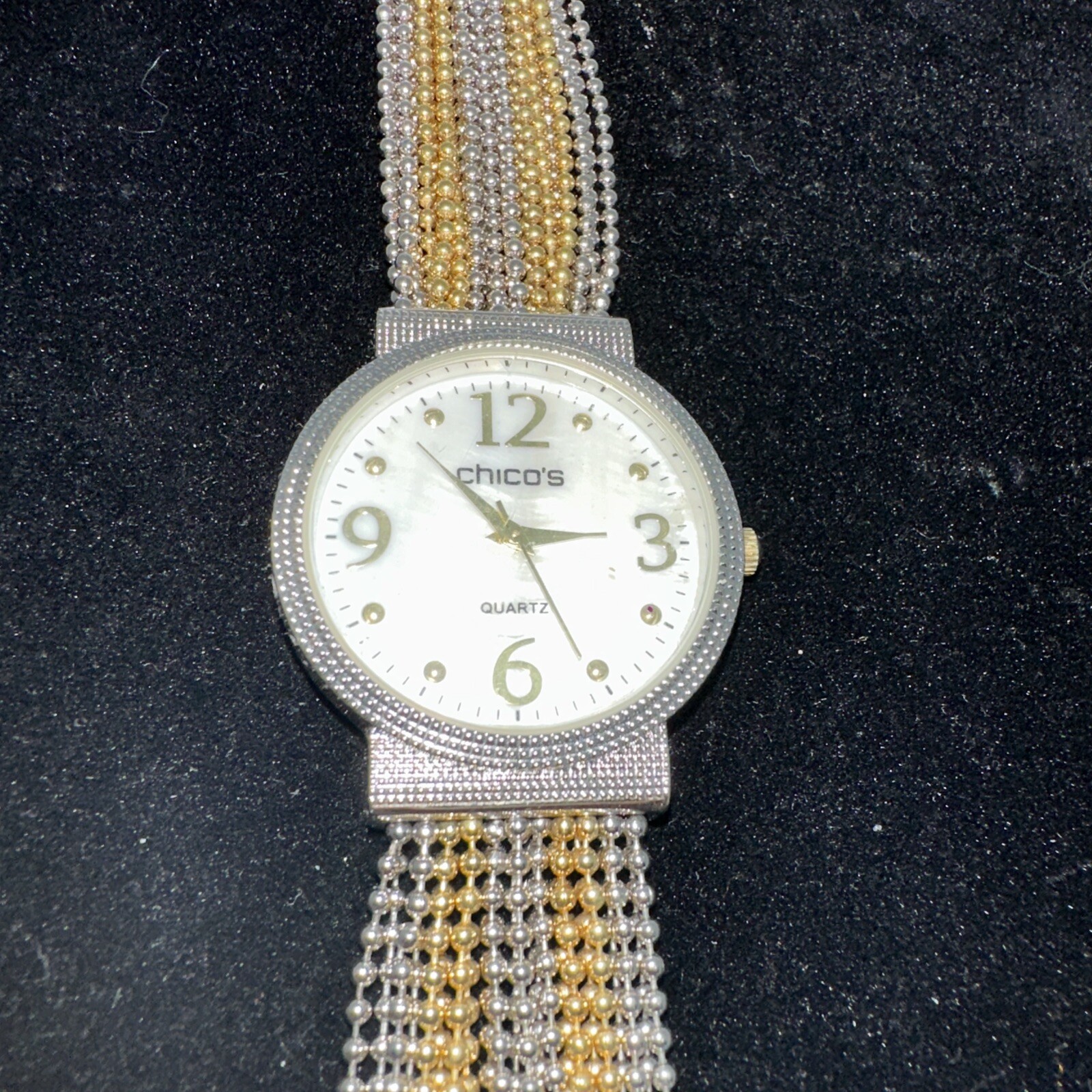 Chico’sp Multi-strand Gold & Silver Tone Ball Chain Watch Can Be Sized.