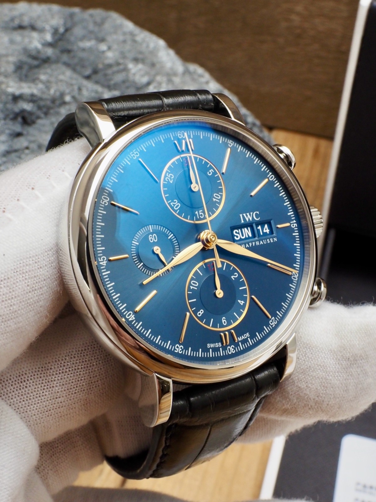 IWC Portofino Chronograph Blue Gold Hands IW391036 Factory Warranty till 2029!