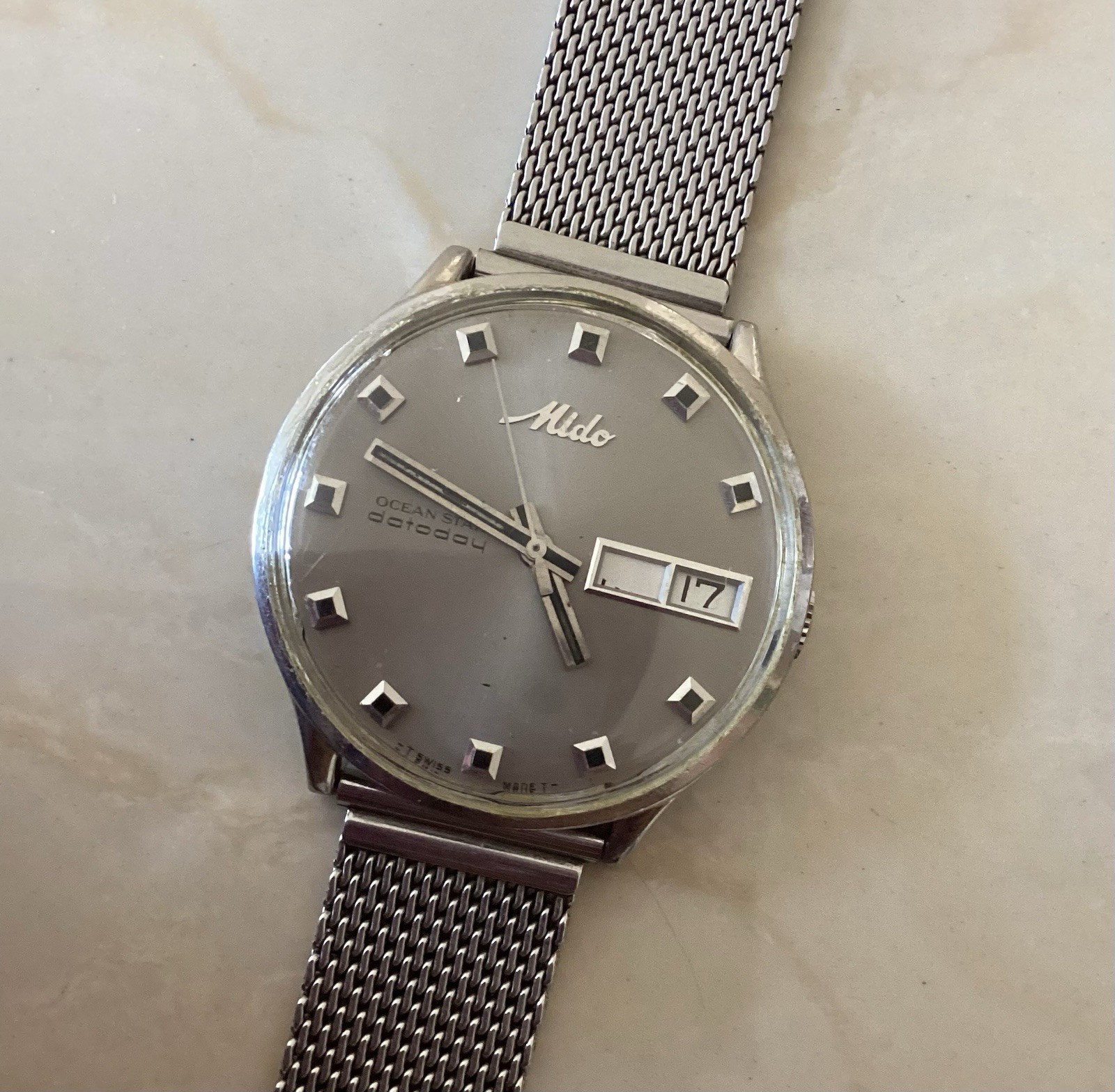 Mido Ocean Star Swiss Made Automatic Day/Date Men’s Watch Not Working For Parts