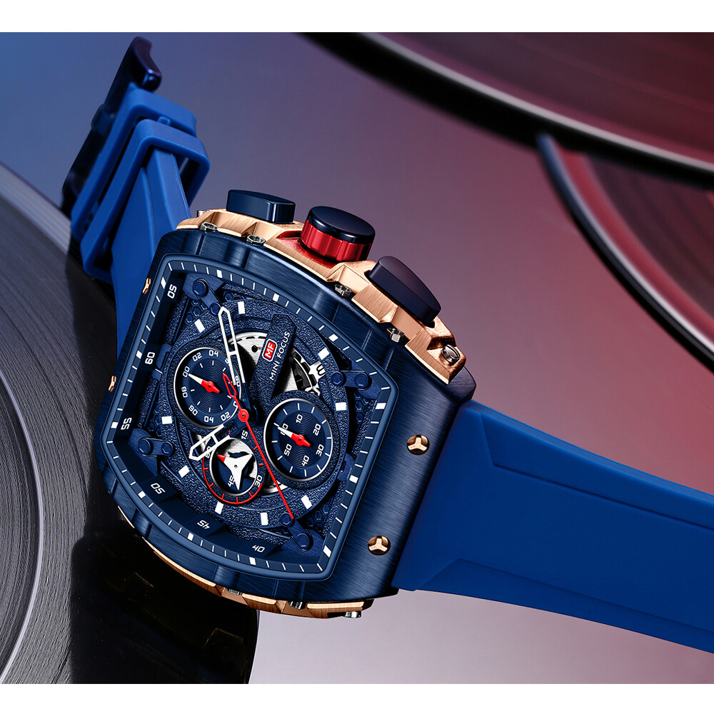 MINI FOCUS Men Watch Silicone Rectangle Date Wristwatch Military Boy Sport Watch