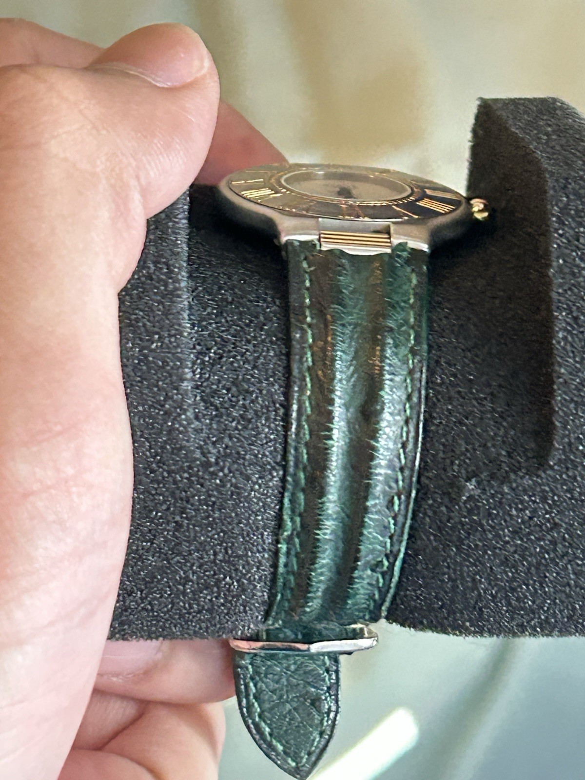 Cartier Must de Cartier Quartz Silver Dial Roman Numerals Green Leather