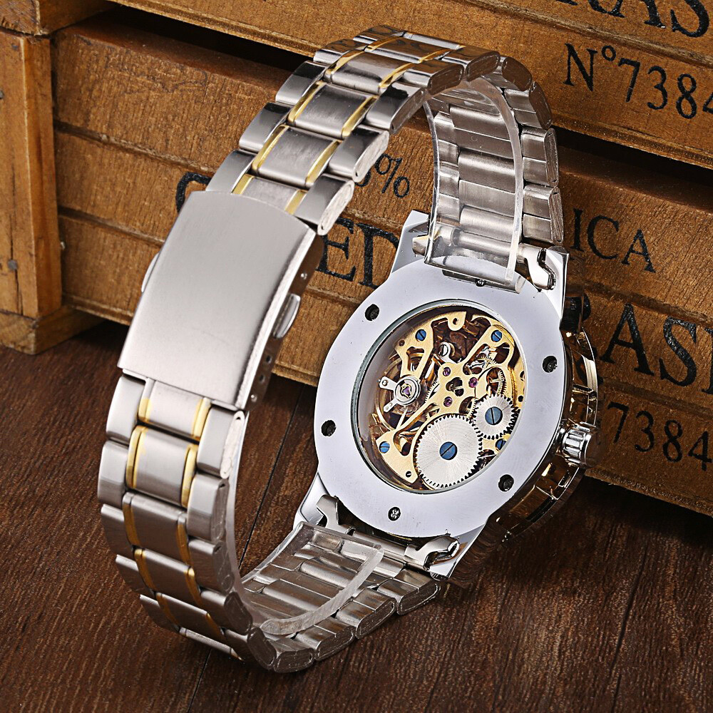 T-WINNER Men’s Skeleton Watches Stainless Steel Automatic Mechanical Wrist Watch