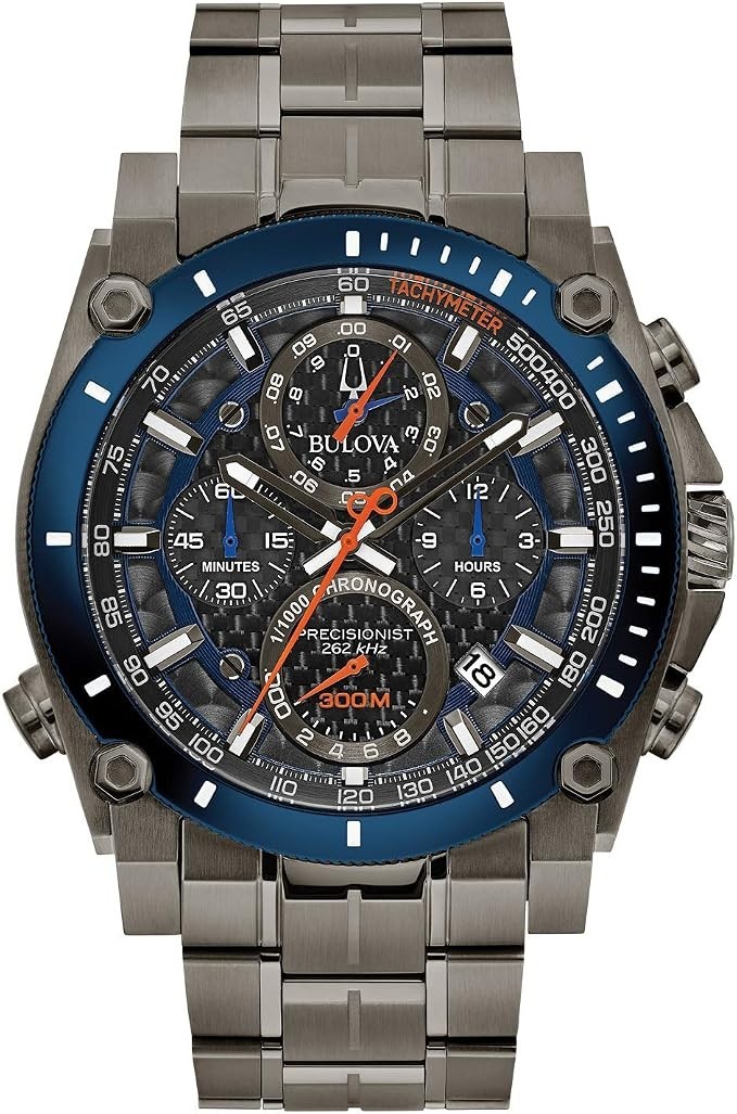 Bulova Precisionist 98B343 Men’s 46mm Chronograph 300M Gray Ion-Plated Watch Box